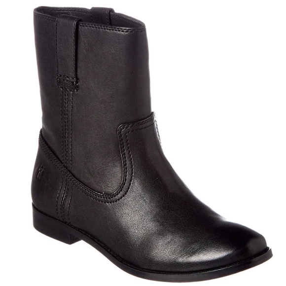 FRYE Anna Shortie Leather Boots in Black - Picture 1 of 3